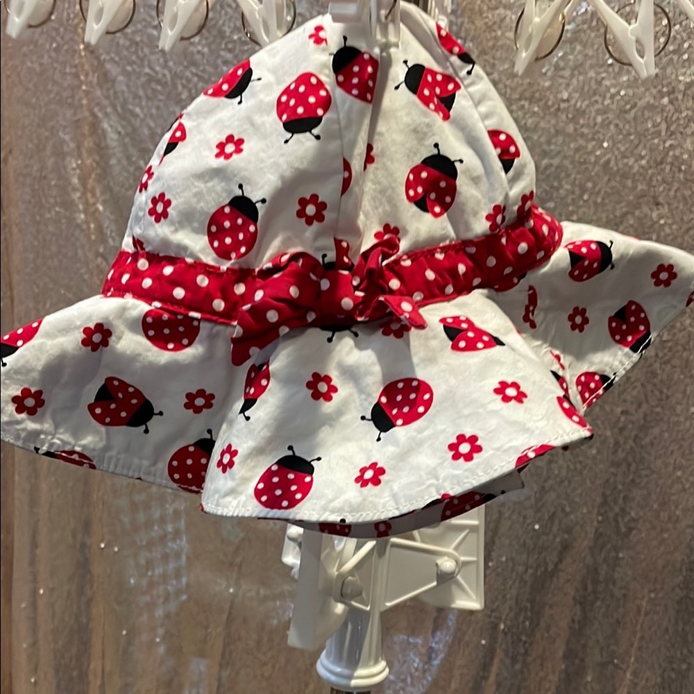 Gymboree Girls' White & Red Ladybug Sun Hat - Kids Accessories